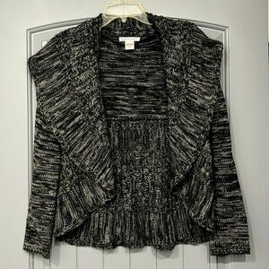 Ladies Black and gray long sleeve sweater.